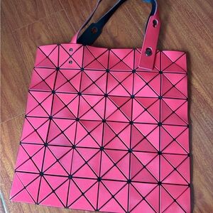 Issey Miyake Red Geometric Tote Bag